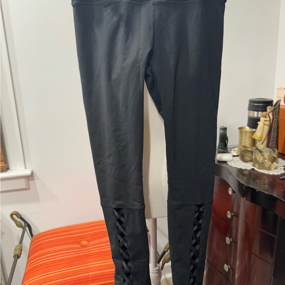 Fabletics Pants - Black Leggings with Lattice Detail